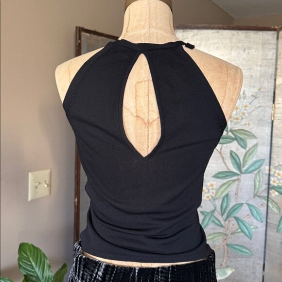 Sweet by Miss Me Black High Neck Racer Back Key Hole Crossover Tank Top Size S - Picture 4 of 15